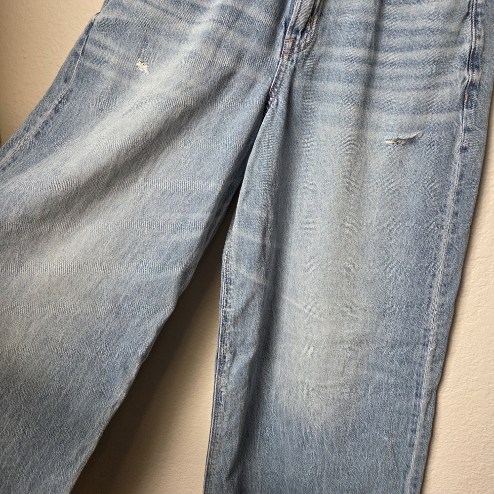 American Eagle Dreamy Drape Super High-Rise Sz 2 Ultra Wide Leg Jeans  Long Blue - Picture 7 of 15